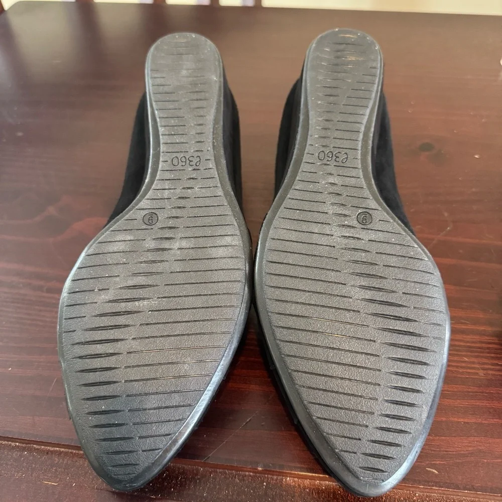 Easy spirit, black suede feel braid, weave wedge slip on shoes size 9, excellent - Picture 10 of 12